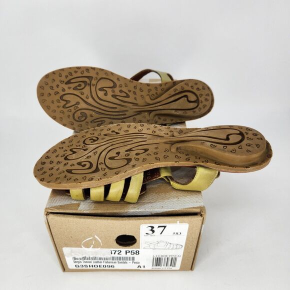 New Sergio Tomani Pesca Leather Fisherman Sandals Pistachio Green Size 37 6.5-7 - Picture 4 of 4